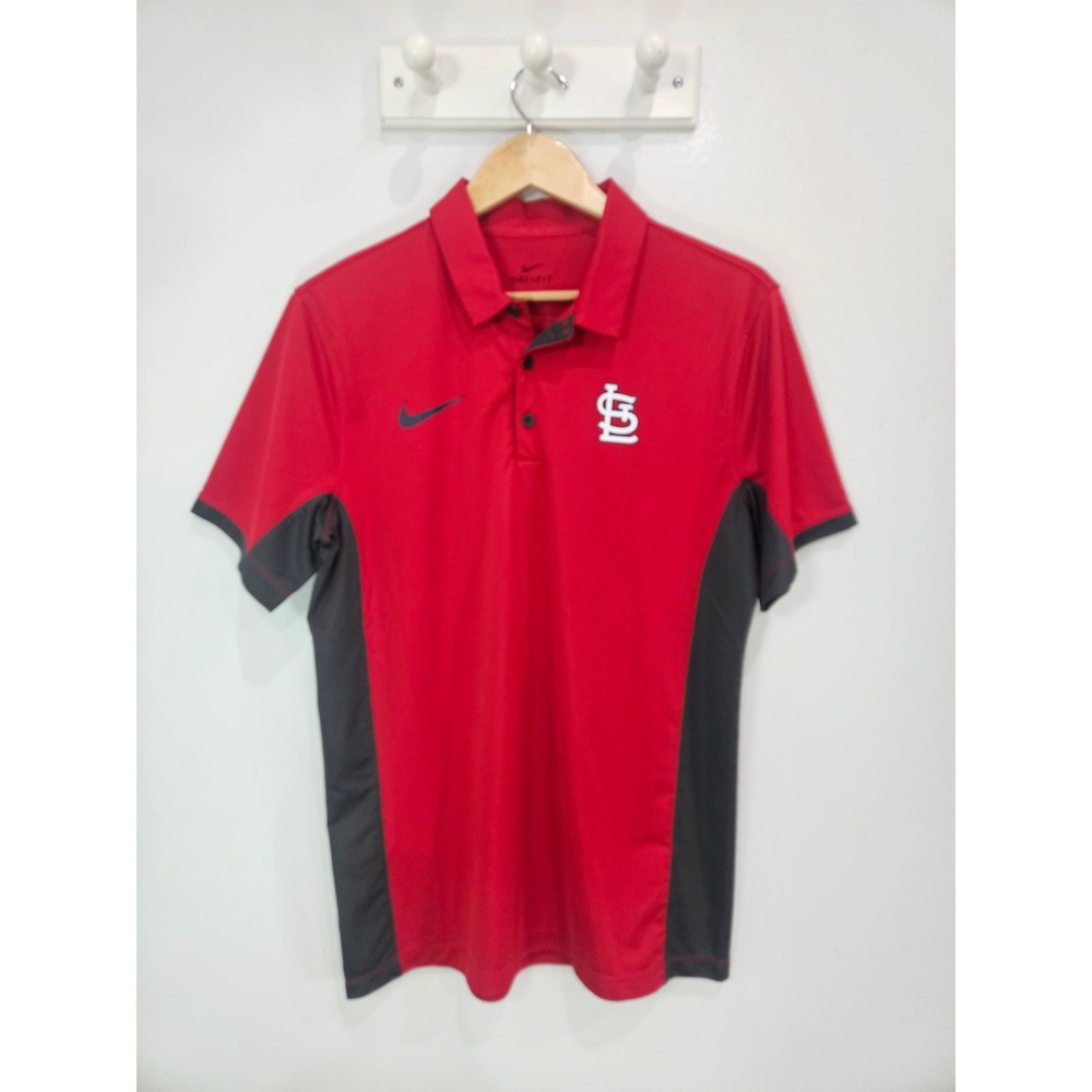 Nike Dri-FIT St Louis Cardinals MLB Polo Shirt Mens Medium Red Charcoal STL